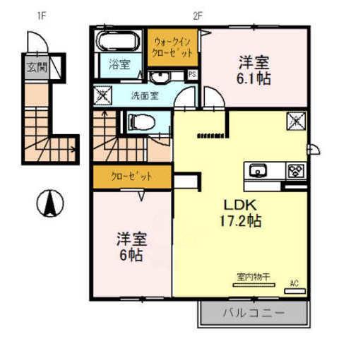 ロイヤルハイツ辻井(2LDK/2階)の間取り写真