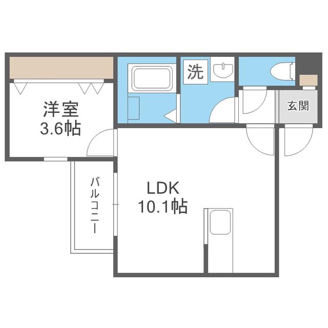 OC周船寺(1LDK/1階)の間取り写真