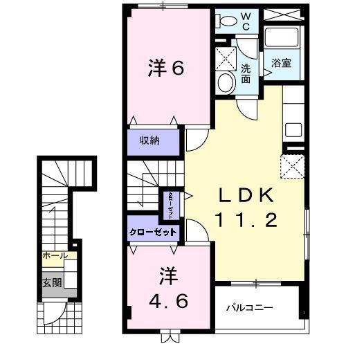 ライラックII(2LDK/2階)の間取り写真