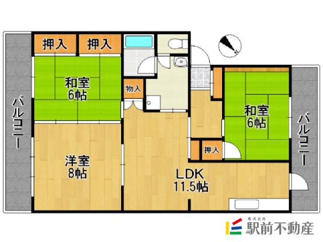 崎村第2ビル(3LDK/1階)の間取り写真