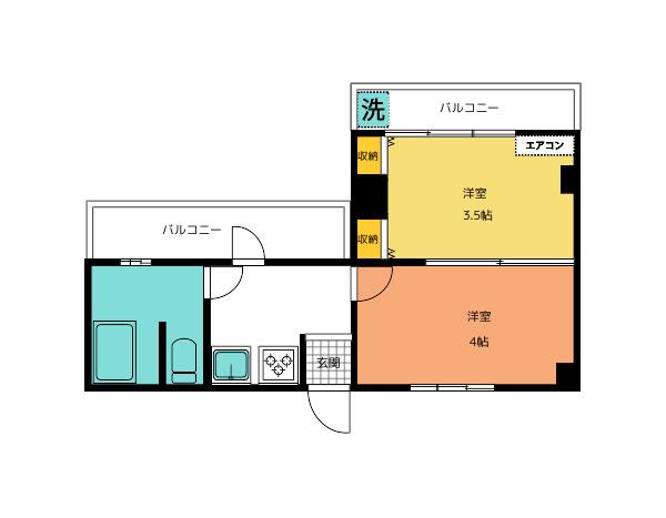 ロイヤルハイツ別府(2K/5階)の間取り写真