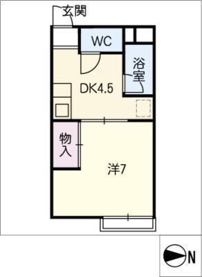 ハイツ藤(1DK/2階)の間取り写真