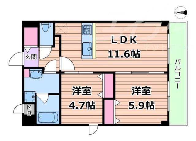 レジデンシア都島アイラ(2LDK/8階)の間取り写真