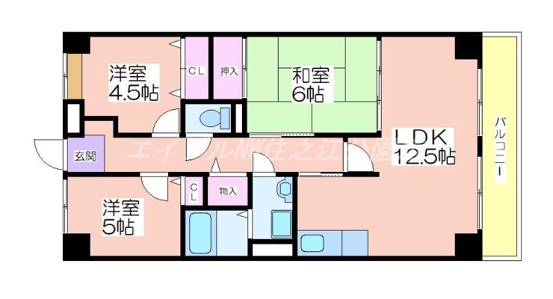 レジェロ住之江(3LDK/10階)の間取り写真
