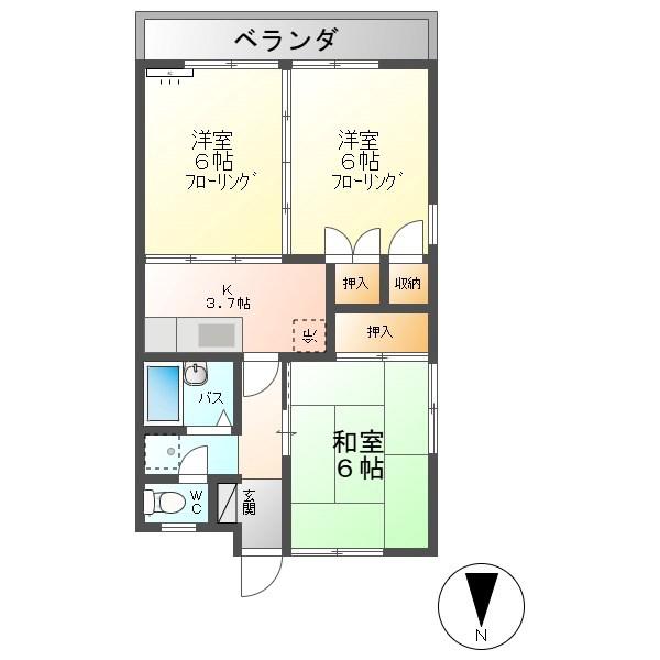 コーポマルミツ(3K/2階)の間取り写真