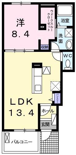 アビシニアンE(1LDK/1階)の間取り写真