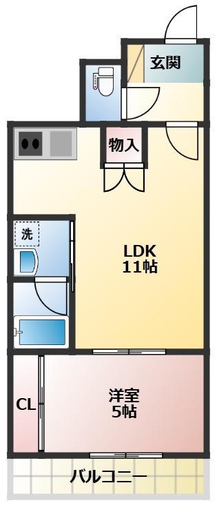TRAM(1LDK/1階)の間取り写真