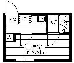 GLASSY横浜(1K/2階)の間取り写真