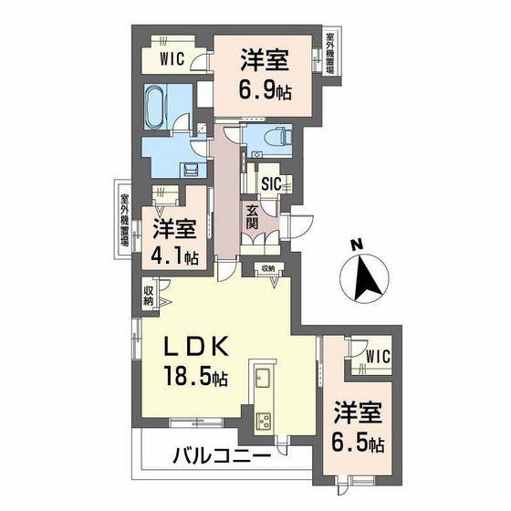 シャトル牛田旭(3LDK/3階)の間取り写真