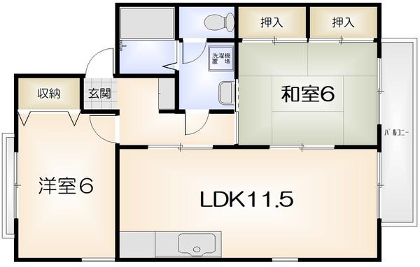 セジュール文化の森 C(2LDK/2階)の間取り写真