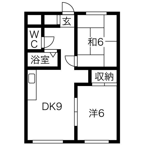 ラフォーレ41(2DK/2階)の間取り写真