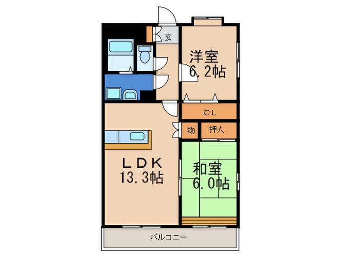ルミエール青葉(2LDK/3階)の間取り写真