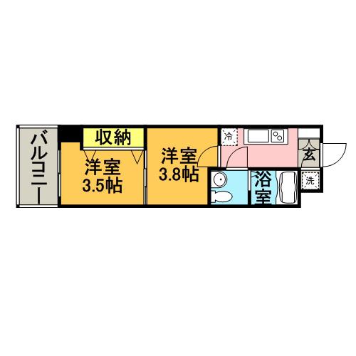 ベネフィット21博多 NO67(2K/12階)の間取り写真