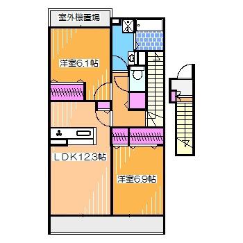 ファミリア(2LDK/2階)の間取り写真