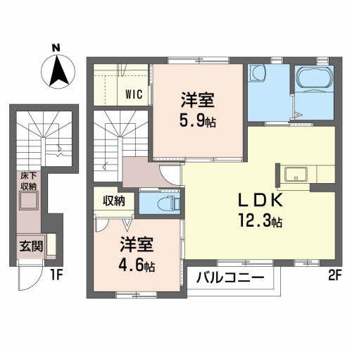 CASA MAI 虹(2LDK/2階)の間取り写真