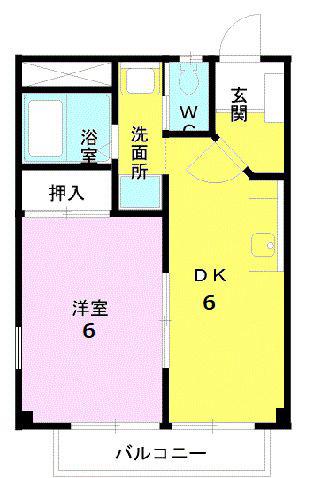 ハイム花手毬(1DK/2階)の間取り写真