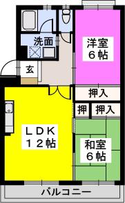 サンハイツ三苫(2LDK/2階)の間取り写真