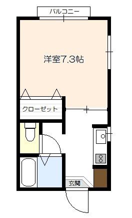 サンスマイル(1K/2階)の間取り写真