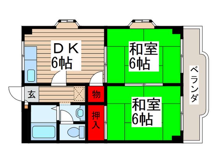 ロイヤルハイツⅢ(2DK/3階)の間取り写真