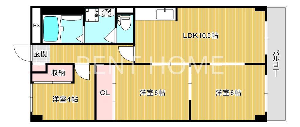 グランシャトータカオ恩智(3LDK/1階)の間取り写真