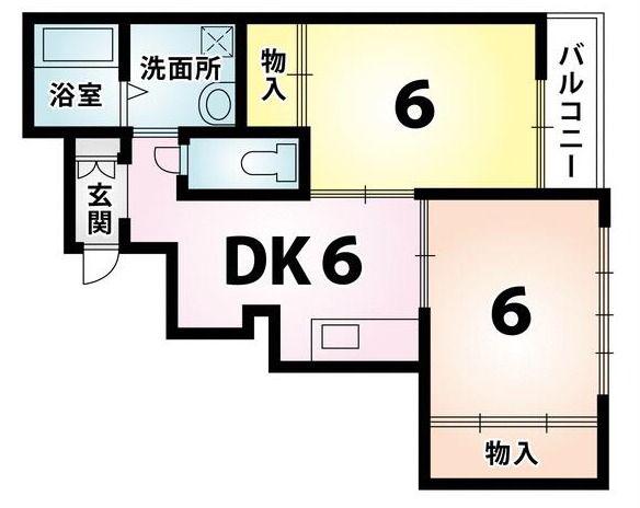 ルシエル別府駅前(2DK/3階)の間取り写真