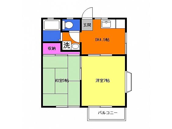 メイプルよりずみA(2DK/2階)の間取り写真