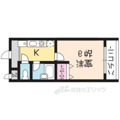 地下鉄烏丸線 今出川駅 徒歩12分 3階建 築28年(1K/2階)の間取り写真