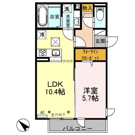 パルテール(1LDK/2階)の間取り写真