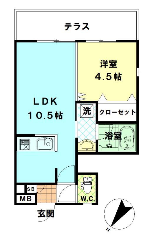 ルナ634(1LDK/1階)の間取り写真