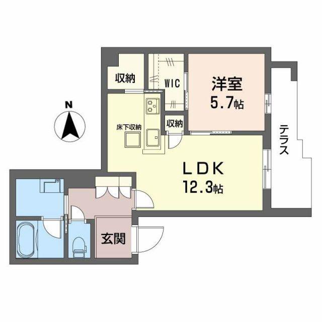 ソムニウム ドムス 南茨木(1LDK/1階)の間取り写真