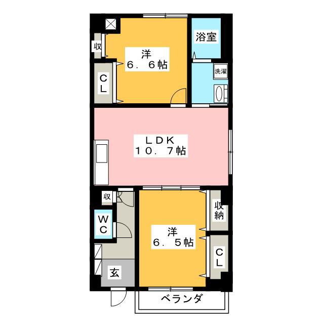 ベルテ深見台(2LDK/1階)の間取り写真