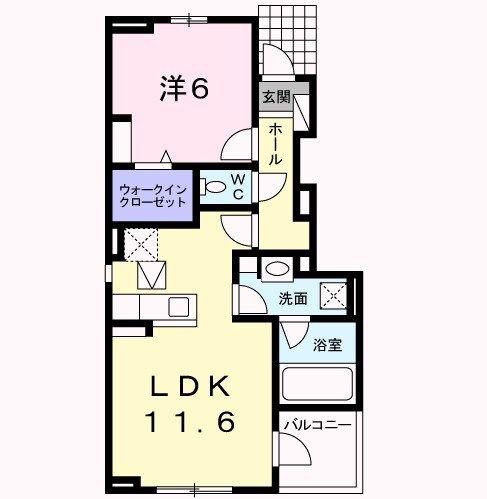 モンテリッチレジデンス甲府(1LDK/1階)の間取り写真