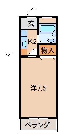GLハイム(1K/1階)の間取り写真