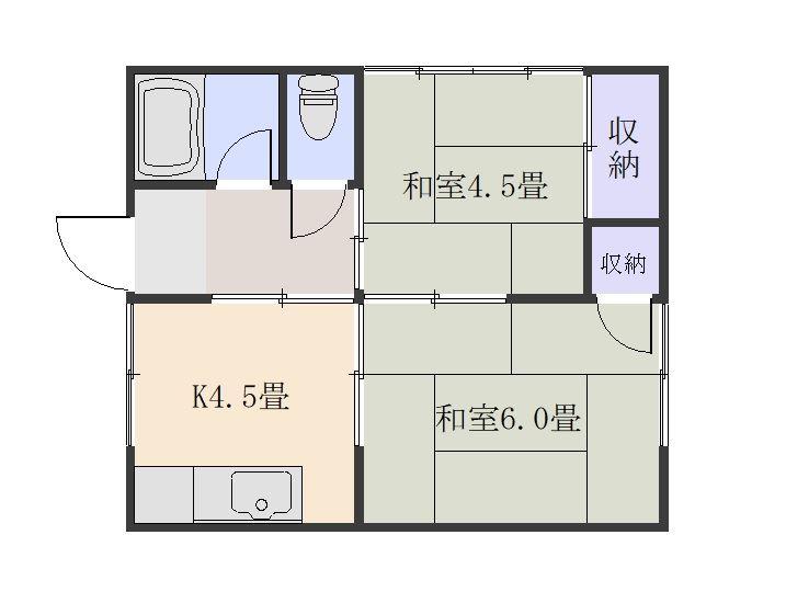 千年アパート(2K/2階)の間取り写真