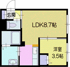 KENT COLLECTION野幌駅前(1LDK/3階)の間取り写真