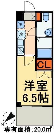 パークキューブ北松戸(1K/11階)の間取り写真
