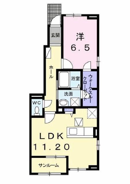 ベルアンジュ(1LDK/1階)の間取り写真