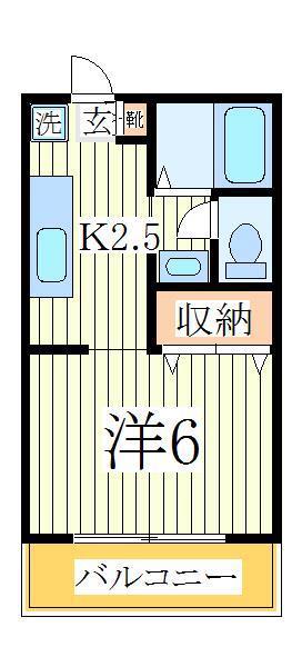 二松コーポⅡ(1K/1階)の間取り写真