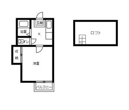 ソレイユB(1K/2階)の間取り写真