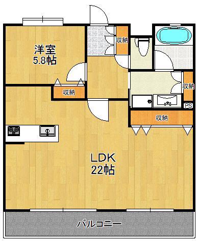 エイルマンション諏訪野エクシア(1LDK/8階)の間取り写真