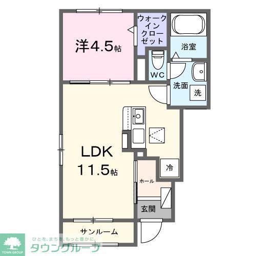 ノーブルイースト上柴(1LDK/1階)の間取り写真