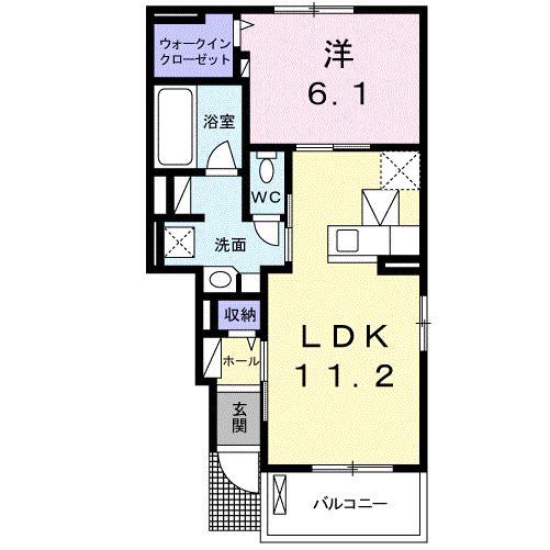 ラフランス(1LDK/1階)の間取り写真