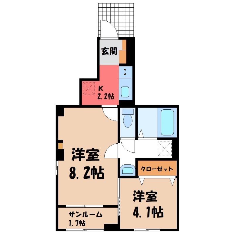 アルバートブローテ上柴(2K/1階)の間取り写真