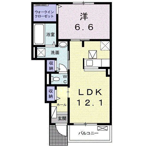 ルタンI(1LDK/1階)の間取り写真