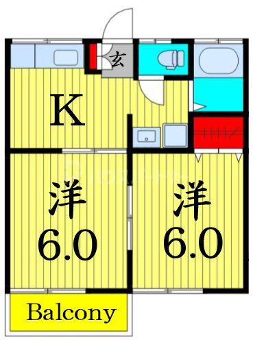 第一八光荘(2K/1階)の間取り写真