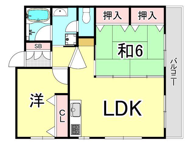 センターヒル岡本(2LDK/7階)の間取り写真