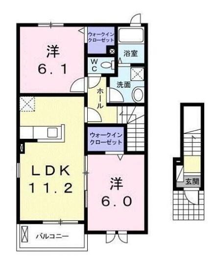 リジェールI(2LDK/2階)の間取り写真