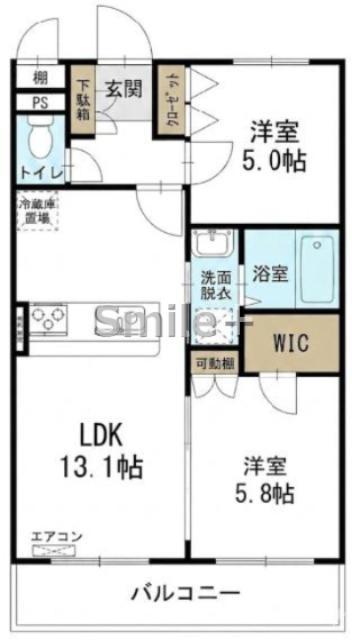 ハレレアII(2LDK/2階)の間取り写真