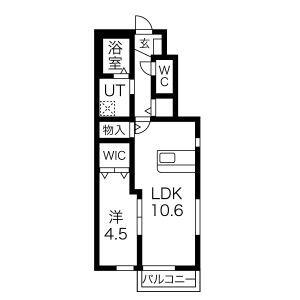 ハッピーヒル(1LDK/1階)の間取り写真