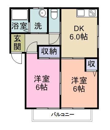メゾンシーサイド(2DK/1階)の間取り写真